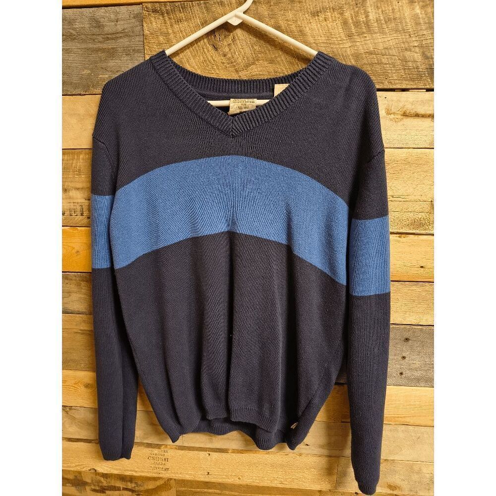 Timberland Stratham Issue Men's Size M Blue 2-tone V-neck Pullover Sweater